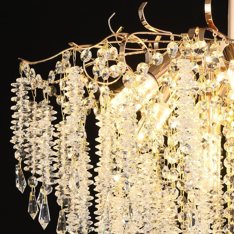 Candelabru Cristal CC9323/8FGD, 8x E14, Diametru 60cm, Auriu