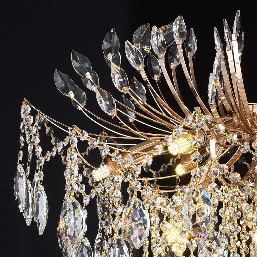 Crystal Chandelier CC9313/12FGD, 12x E14, Diameter 49cm, Gold