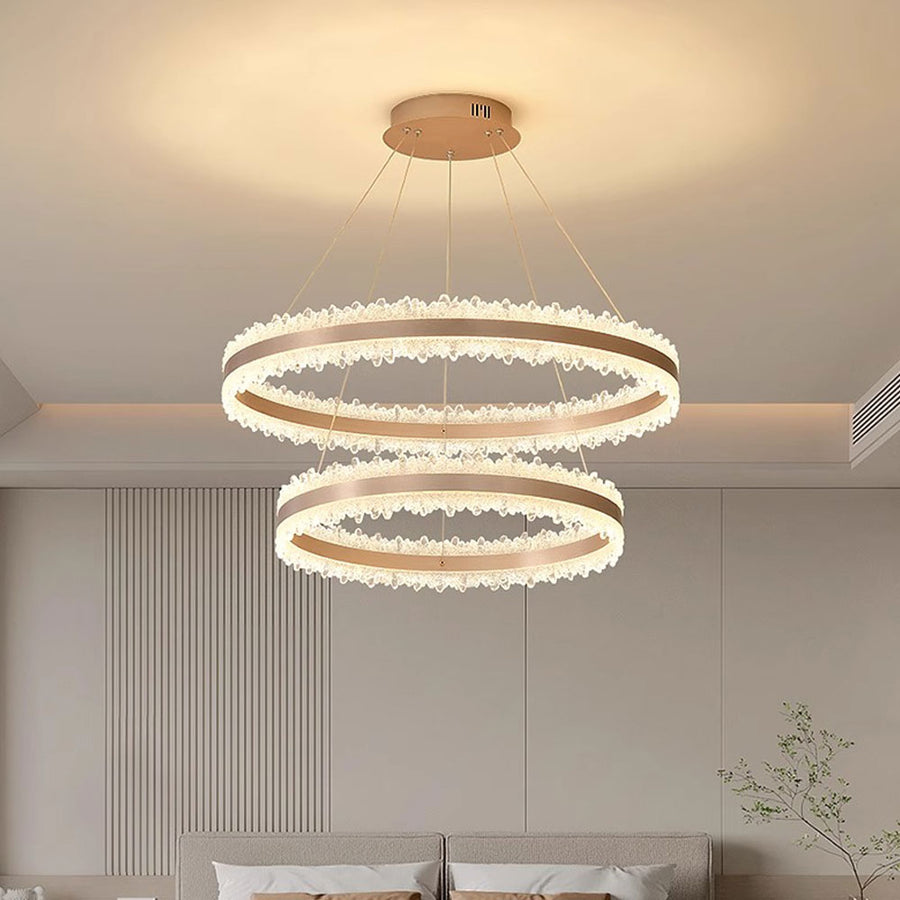 Suspended LED chandelier with Remote Control FOSCO Duo 126W, Cold/Warm/Neutral light, Dimmable, Height Adjustable, Gold