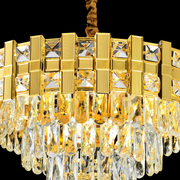 Crystal chandelier Aurelio Tesoro 8xe14, 49cm diameter, glossy gold, rebrable height