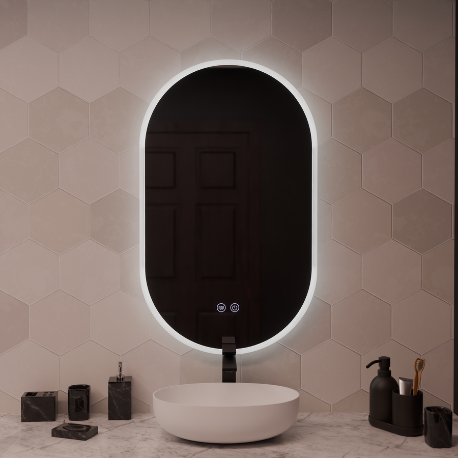 Oval LED mirror 50x80cm Llexort, Touch, Demister System, Dimmable