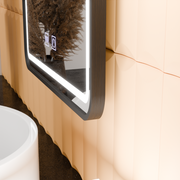 Rectangular LED Mirror, 50x70cm, Taglio Touch, Demister System, Black Frame
