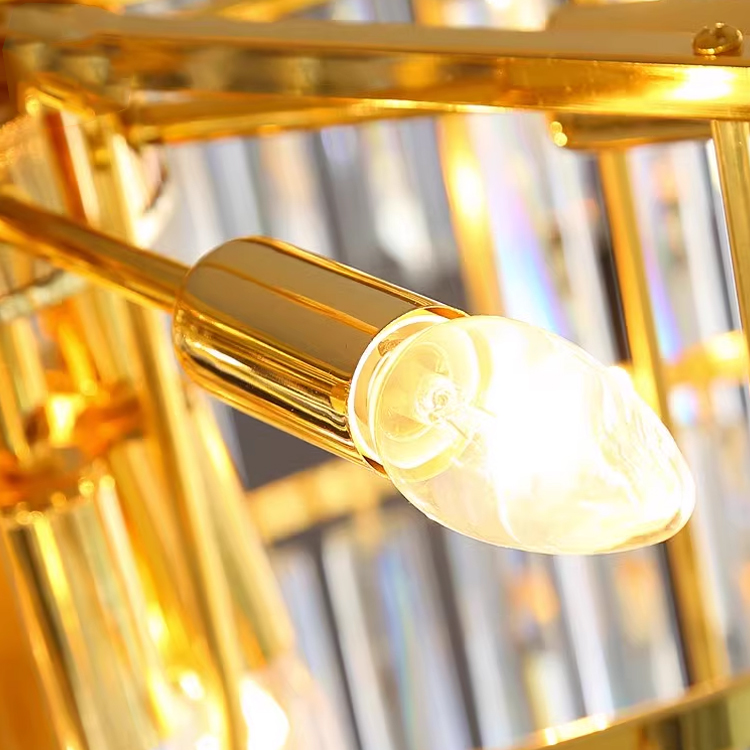 TOPKAPI Eleganza Crystal Chandelier 8x E14, Diameter 49cm, Shiny Gold, Adjustable Height