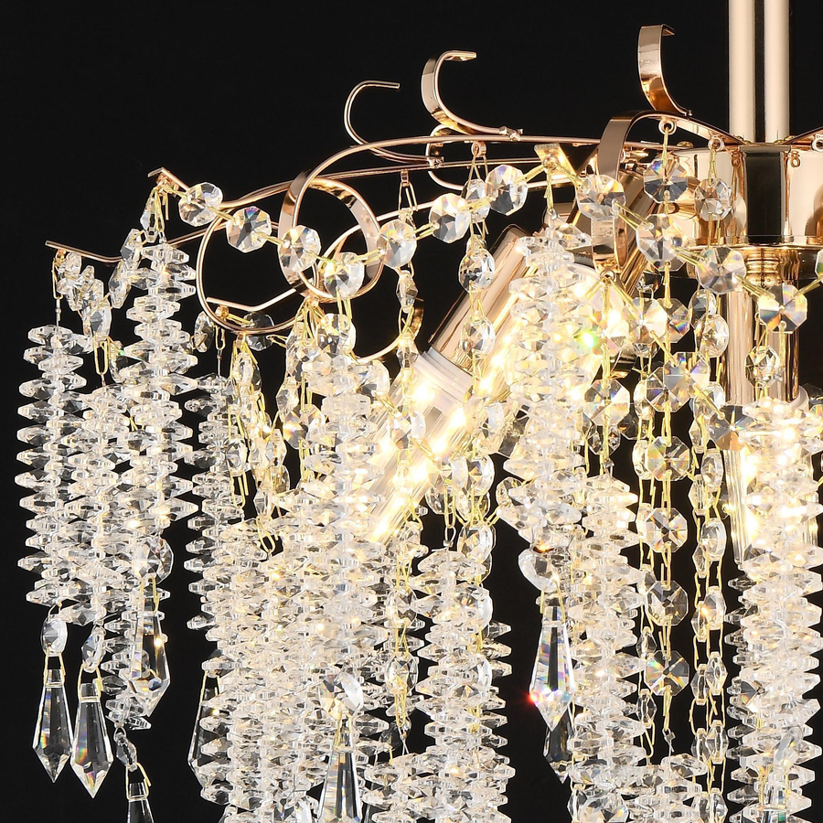 Crystal Chandelier CC9323/5FGD, 5x E14, Diameter 49cm, Gold