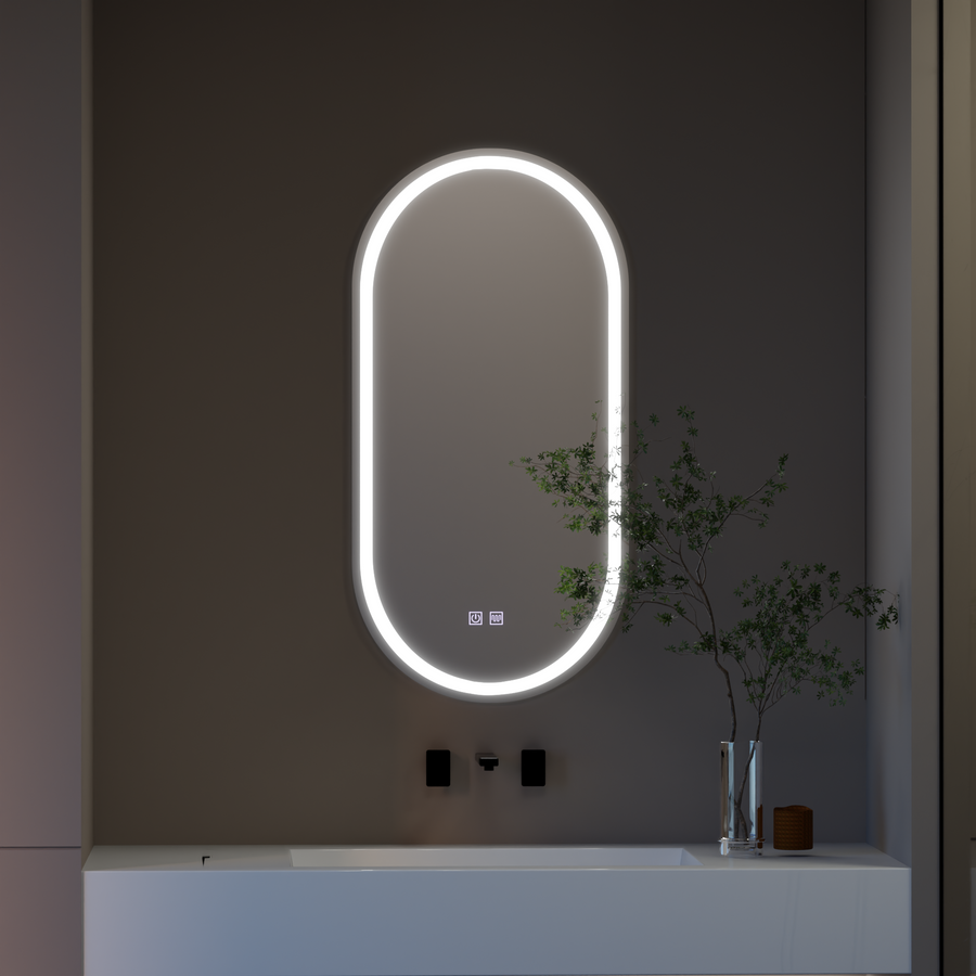 Oval LED mirror, 50x100cm, Velara Touch, Demister System, Dimmable