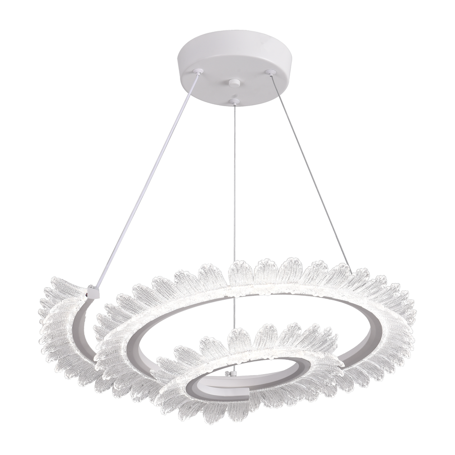 Luminis PRISM LED Chandelier, Crystal and Metal, 4 Circles, Dimmable, Adjustable Height, Cold/Warm/Neutral Light, Luxurious Lighting
