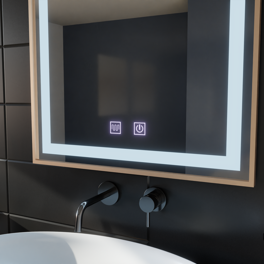 Kariri Touch LED Mirror, 60x80 cm, Defog function, Rose Gold Brushed Frame