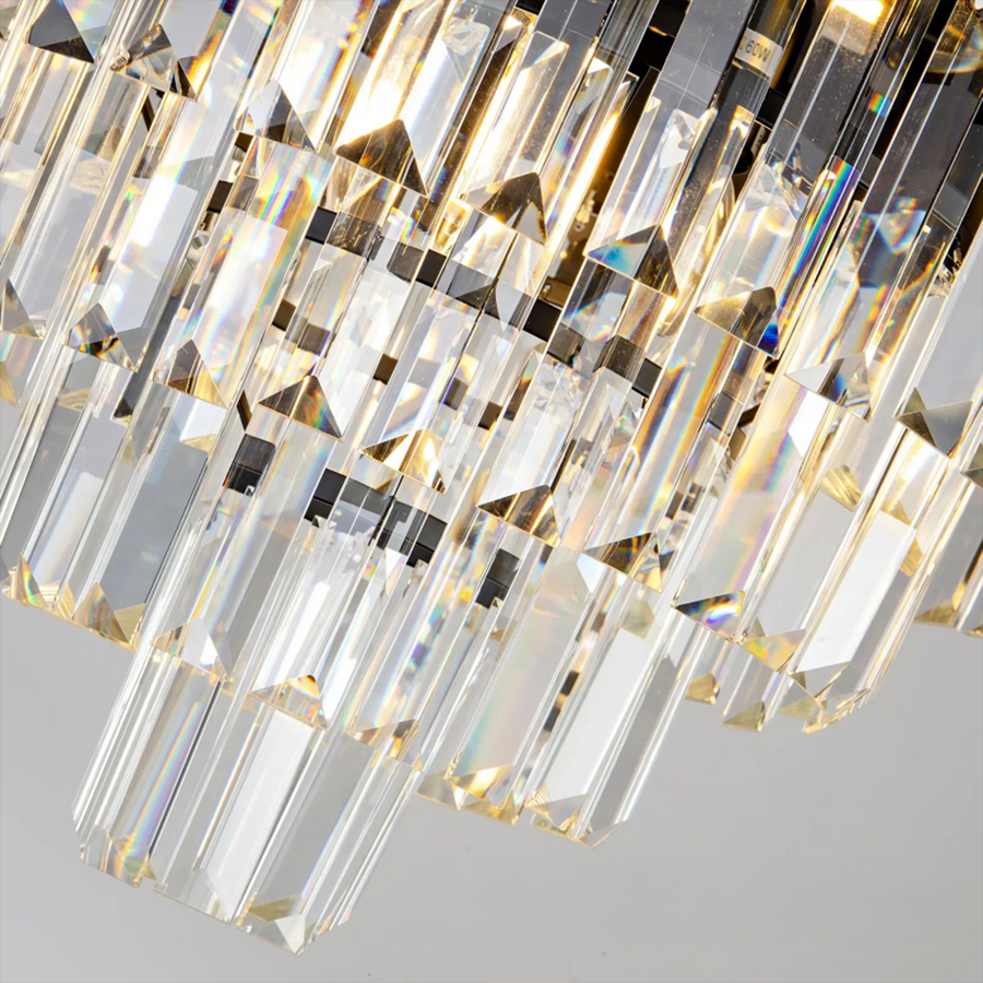 BLOIS Nobile Crystal Chandelier 4xE14, Diameter 40cm, Black, Adjustable Height