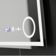 Rectangular LED Mirror, 60x60cm, Souverain MotionGlow Marcello, Demister System, Clock & Thermometer, Cosmetic Magnifier, Dimable