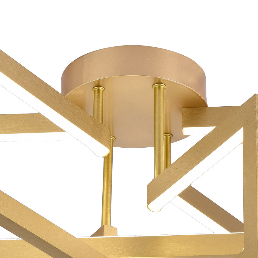 LED chandelier with remote control 73W, 3 Elements, Cold/Warm/Neutral light, Dimmable, Gold