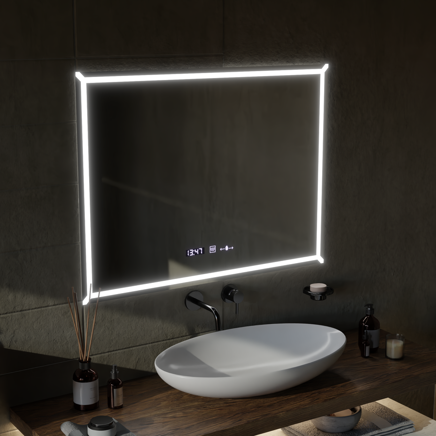 Rectangular LED mirror, 60x80cm, VillayTouch Marcello, Demister System, Dimmable
