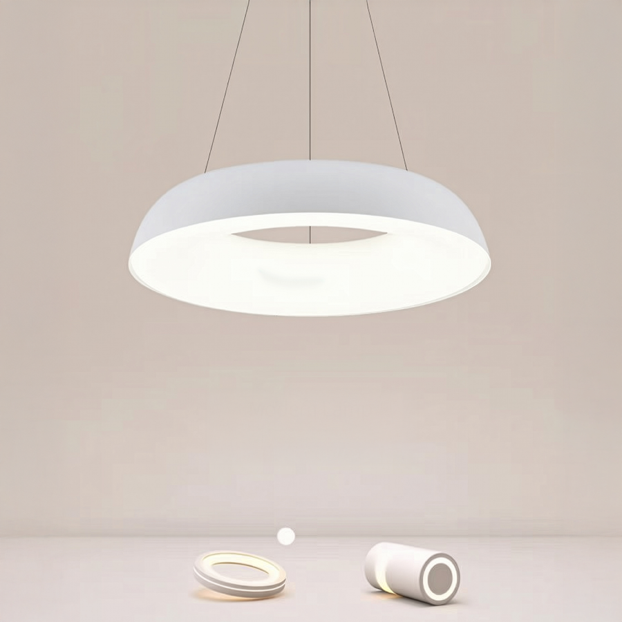 Suspended LED chandelier with remote control CHIARA, 74W, Cold/Warm/Neutral Light, Dimmable, White