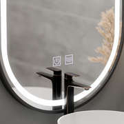 LED Touch Mirror Emporar Defog System 50x100 cm Black Frame
