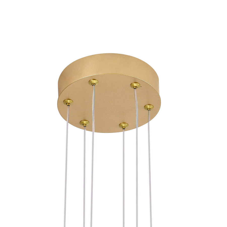 LED chandelier with remote control, Suspended 73W, 3 Elements, Cold/Warm/Neutral light, Dimmable, Adjustable height, Gold