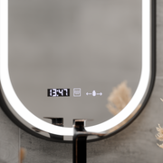 Helmut Touch LED Mirror with Defog, Clock and Temperature System 50x80 cm Brushed Black Frame