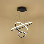 LED chandelier with clear remote control, 45W, 3 circles, cold/hot/neutral light, unstable, black