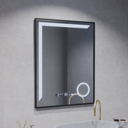 MotionGlow Sensor LED Mirror Francesca 80x60 cm Warm/Cold/Neutral Light Dimmable Defog System Thermometer Clock Marcello Funghi Collection
