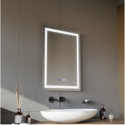 Gustav Touch LED Mirror with Defog System, Clock and Temperature 60x80 cm