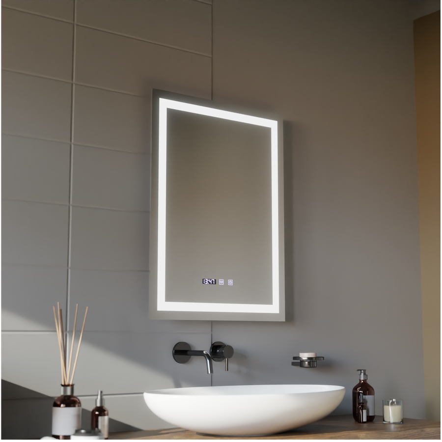 MODENA Touch LED mirror De-fogging system, Clock and Temperature 60x80 cm