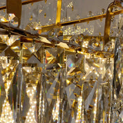 TOPKAPI Eleganza Crystal Chandelier 8x E14, Diameter 49cm, Shiny Gold, Adjustable Height