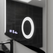 Rectangular LED mirror, 100x80cm, Precision MotionGlow Marcello, Demister System, Clock & Thermometer, Cosmetic Magnifier, Dimable