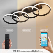LED LED LUST ELIO, 24W, 4 circles, cold/hot/neutral light, black black
