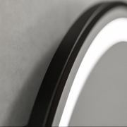 LED Round Mirror, 80cm, Celeste Majesté Noir MotionGlow Marcello, Demister System, Clock & Thermometer, Dimmable