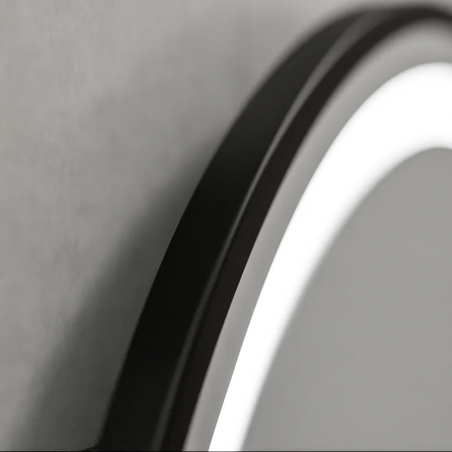 LED Round Mirror, 60cm, Celeste Majeste Noir Eleve MotionGlow Marcello, Demister System, Clock & Thermometer, Dimmable
