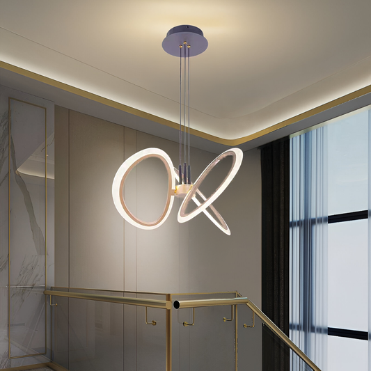 Suspended LED chandelier with remote control RIMINI 53W, 3 Elements, Cold/Warm/Neutral light, Dimmable, Gold