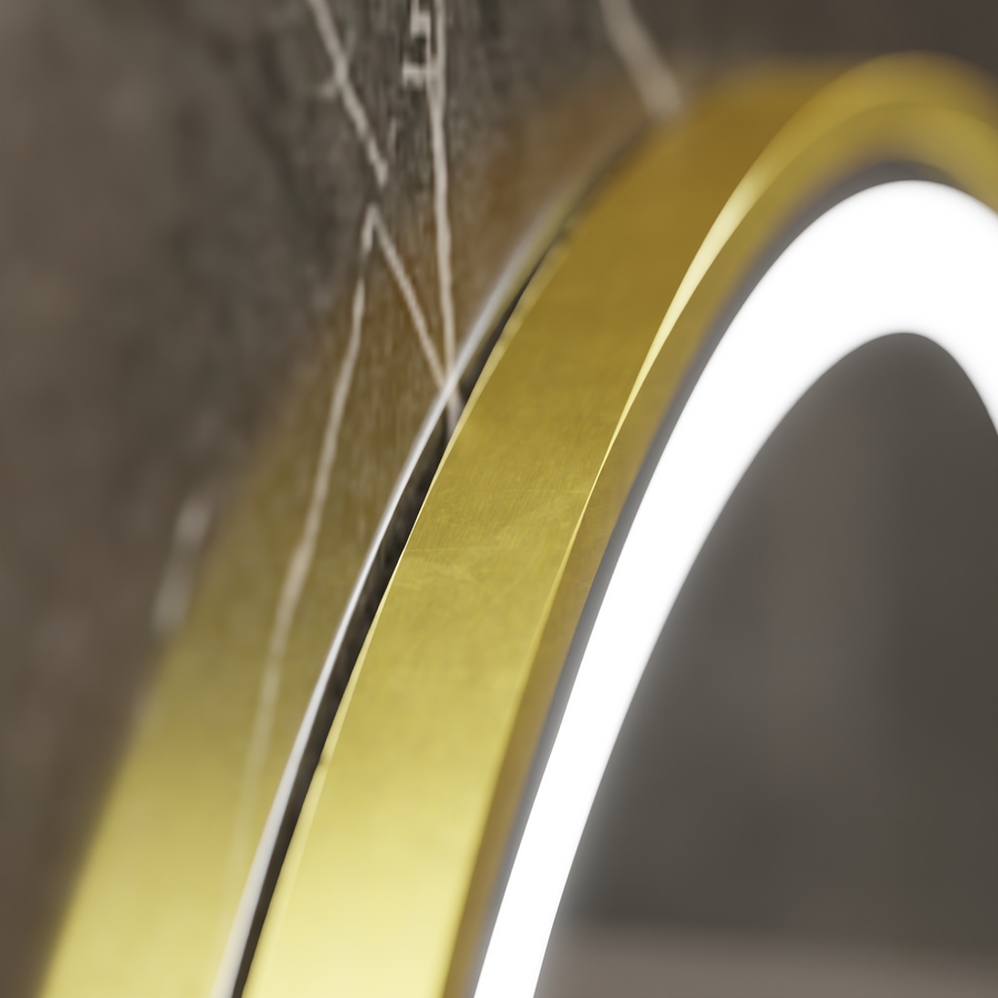 LED Round Mirror, 80cm, Celeste Royale Gold MotionGlow Marcello, Demister System, Clock & Thermometer, Dimmable