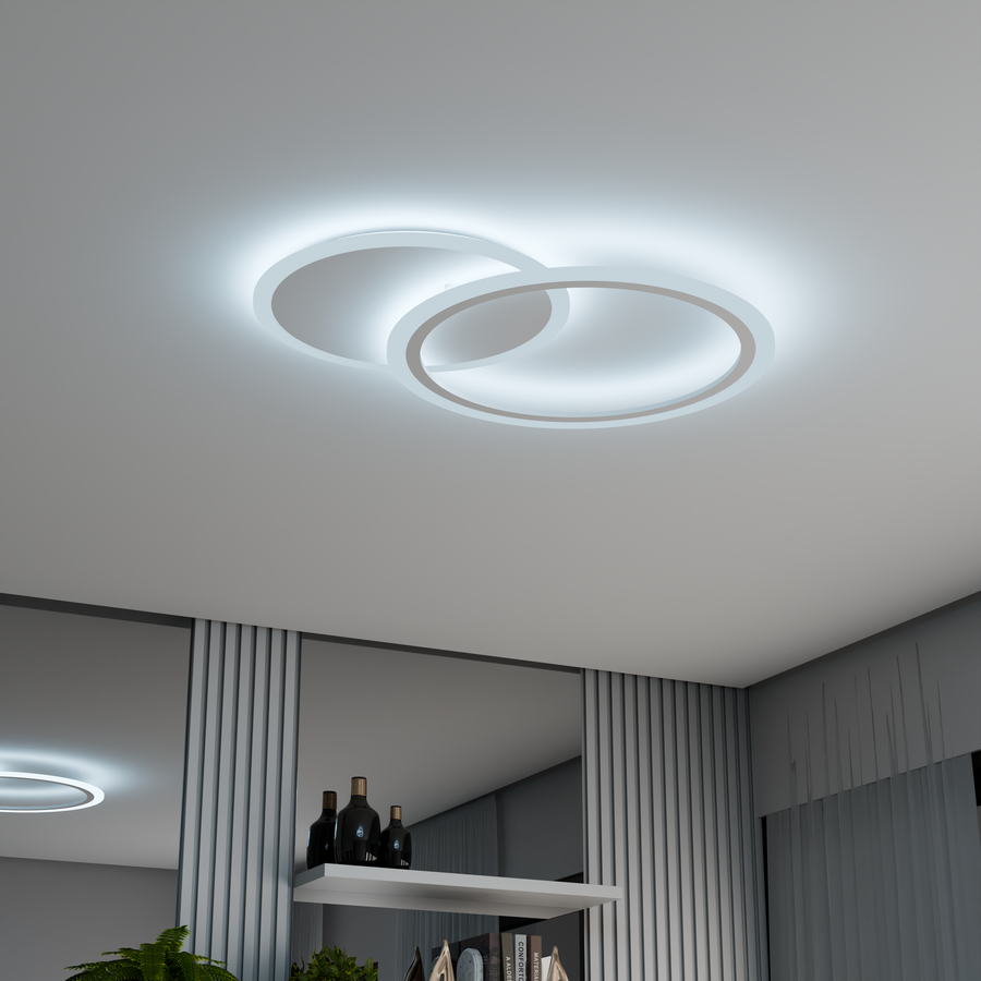 LED chandelier with remote control LUCY 40W, 2 Circles, Cold/Warm/Neutral light, Dimmable, White
