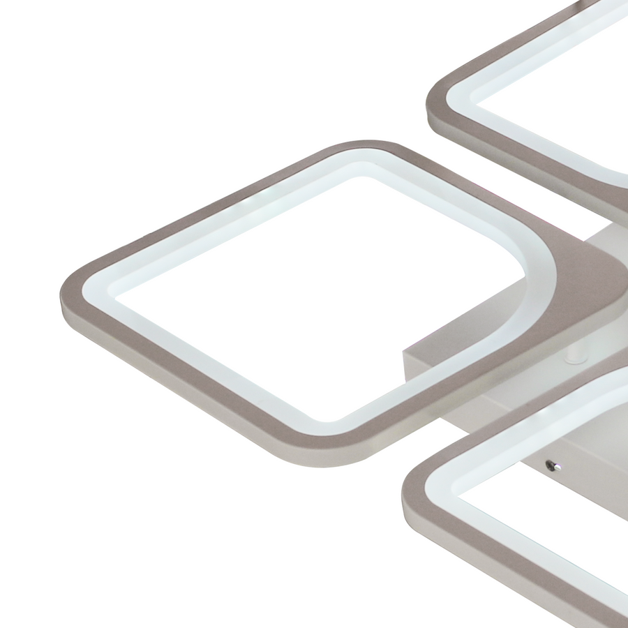 LED chandelier with remote control ZOE 52W, 4 Squares, Cold/Warm/Neutral light, Dimmable, White