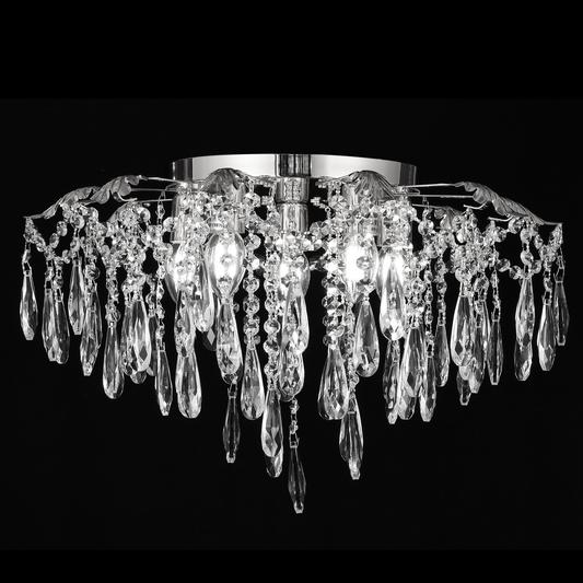 Crystal Chandelier CC9221/5CH, 5x E14, Diameter 48cm, Shiny Chrome