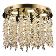 Crystal LED Chandelier LLC213/550GD Round, 30W, Cold/Warm/Neutral Light, Crystals, Shiny Gold