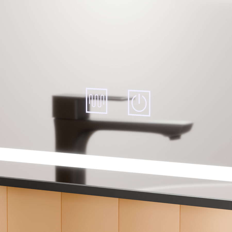 Rectangular LED Mirror, 50x70cm, Taglio Touch, Demister System, Black Frame