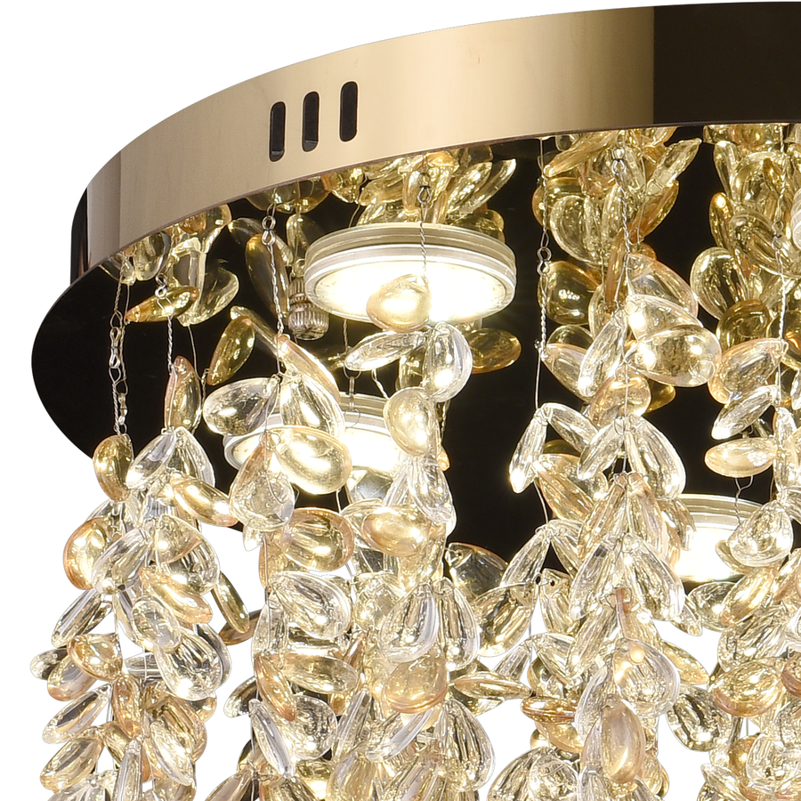 Crystal LED Chandelier LLC213/400GD Round, 22W, Cold/Warm/Neutral Light, Crystal, Gold