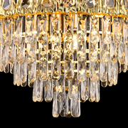 Corona Zaffiro 8xe14 crystal chandelier, 60cm diameter, glossy gold, rebrable height