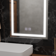 Rectangular LED Mirror 60x80cm Edge LUMINOUS Touch Defog System