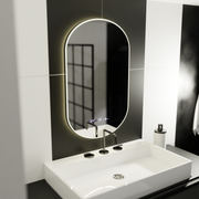 Oval LED Mirror, 50x100cm, Lucia Sensor Marcello, Demister System, Clock & Thermometer, Dimmable