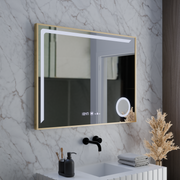 MotionGlow Sensor LED Mirror Francesca 80x60 cm Warm/Cold/Neutral Light Dimmable Defog System Thermometer Clock Marcello Funghi Collection