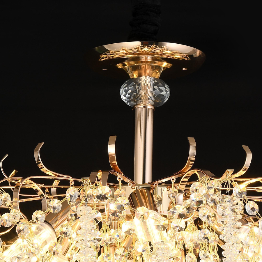 Candelabru Cristal CC9323/8FGD, 8x E14, Diametru 60cm, Auriu