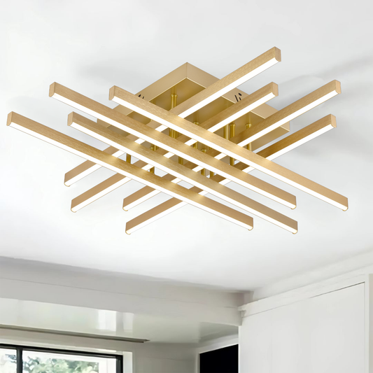 LED Chandelier with Remote Control LINEX, 109W, Light 3000K/4000K/6000K, Dimmable, Gold