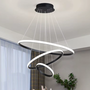 LED chandelier with clear remote control, 45W, 3 circles, cold/hot/neutral light, unstable, black