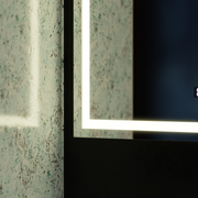 Rectangular LED Mirror 120x80cm Vérité MotionGlow Marcello, Defog System, Thermometer and Clock, Dimmable