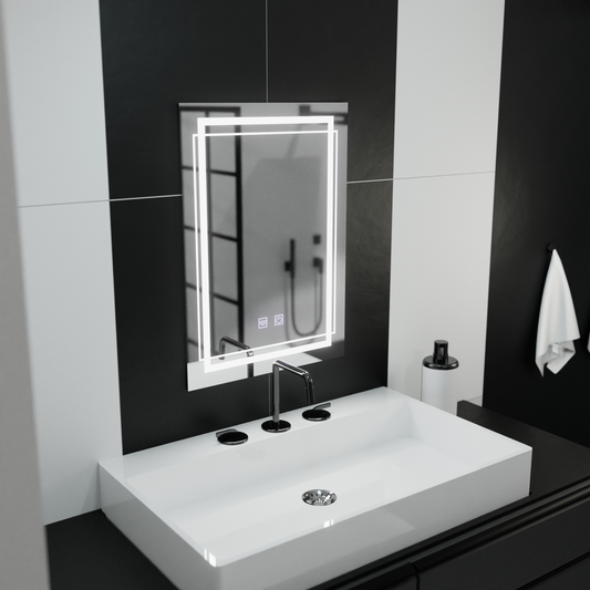 Rectangular LED mirror, 60x80cm, KOVEN Touch, Demister System, Dimmable