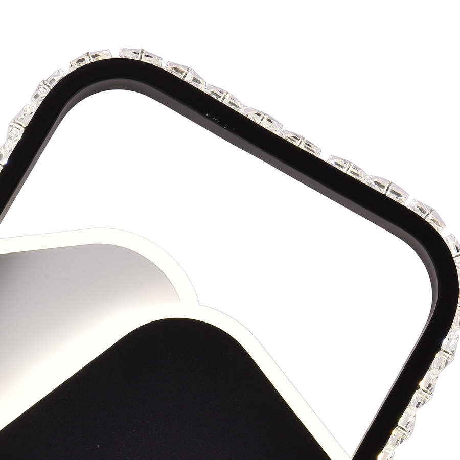 LED crystal chandelier PRISMIQ 39W, 3 Squares, Cold/Warm/Neutral light, Black