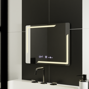 Rectangular LED mirror, 80x60cm, Rayonnement MotionGlow Marcello, Demister System, Clock & Thermometer, Dimmable