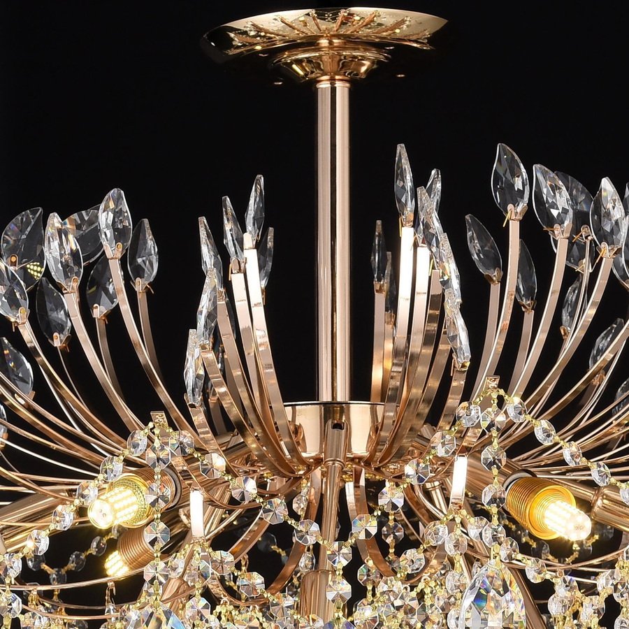 Crystal Chandelier CC9313/12FGD, 12x E14, Diameter 49cm, Gold