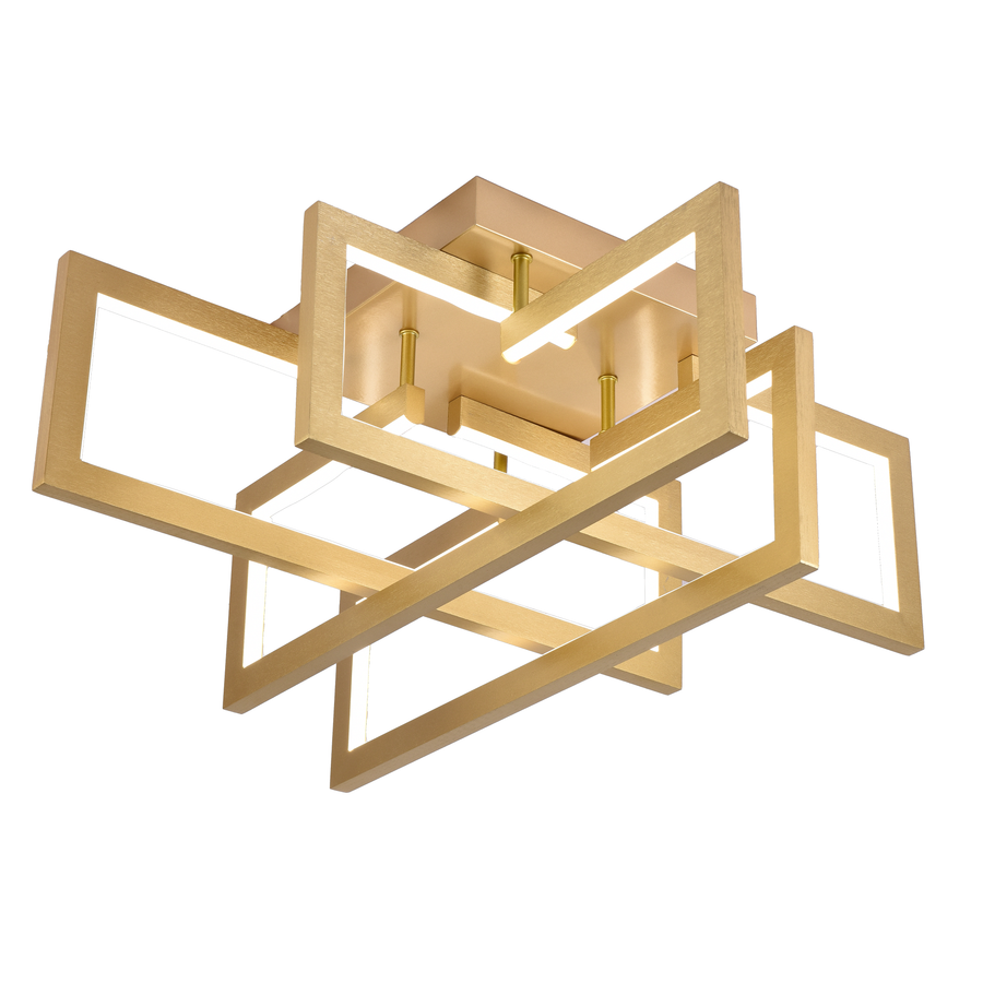 LED chandelier with remote control 98W, 4 Elements, Cold/Warm/Neutral light, Dimmable, Gold