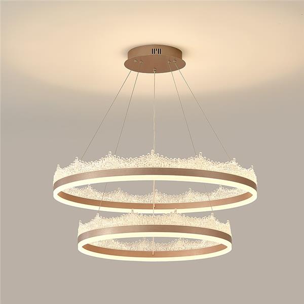 Suspended LED chandelier with remote control FLAVIO 126W, Cold/Warm/Neutral light, Dimmable, Height Adjustable, Gold